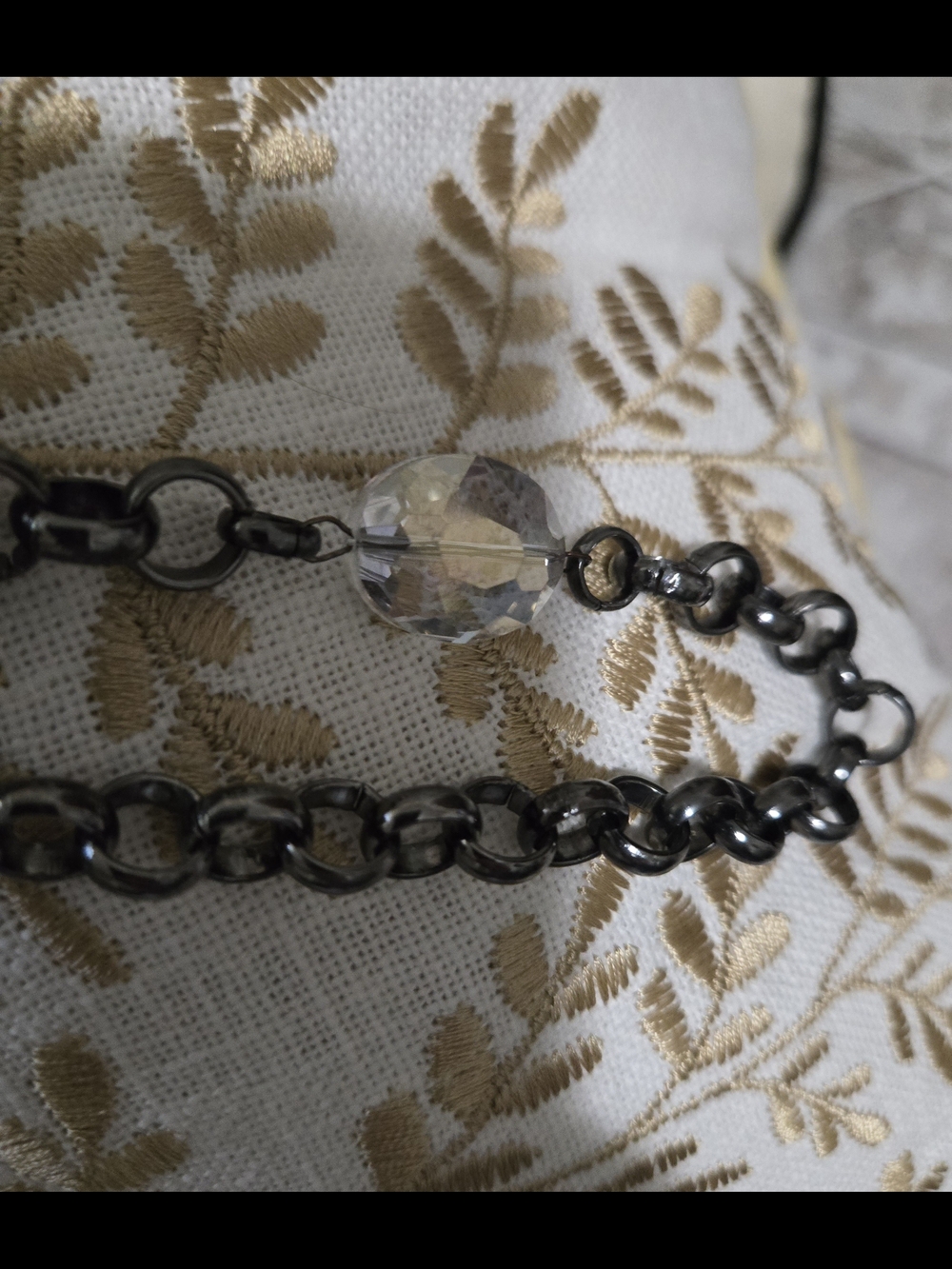 Katia Designs Gunmetal Chain Necklace with Crystal Pendant - Black - Picture 4 of 5
